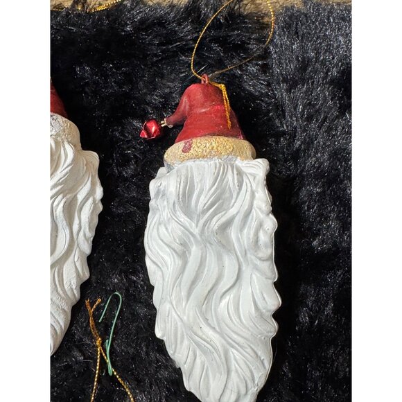 Vintage Handcrafted Santa Claus Ornament Set Of 5 With Red Hats & White Beards - Picture 10 of 12